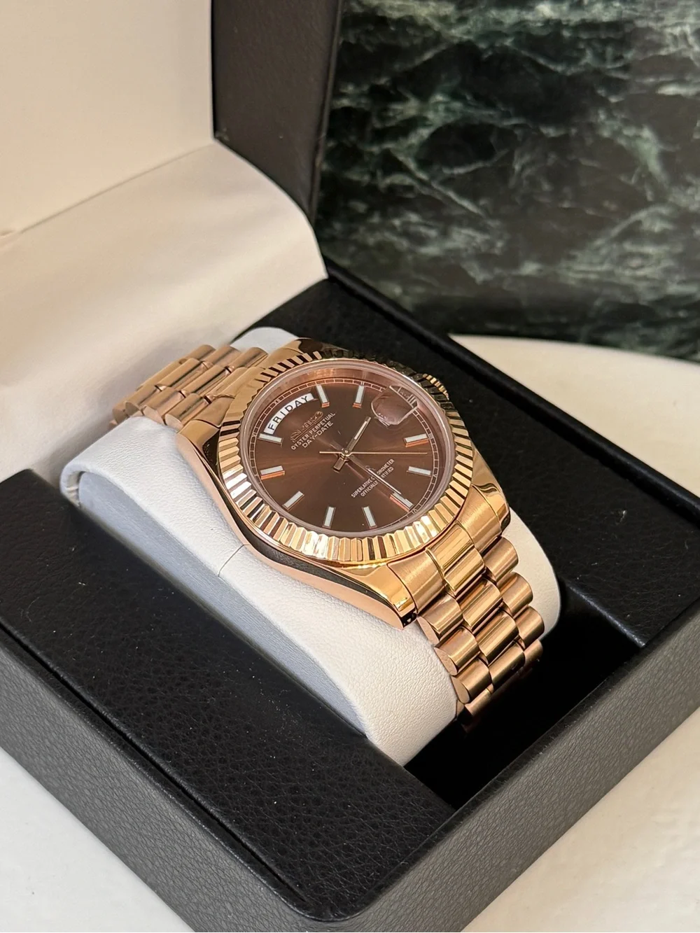 Seiko Rose Gold Tone Day-Date Men's Bracelet Watch
